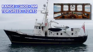 €850000 LongRange STEEL Converted Lifeboat Liveaboard Explorer Yacht  MY Fredrikstad [upl. by Jeconiah]