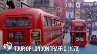 Tour of London Traffic DoubleDecker Buses amp Black Cabs 1970  British Pathé [upl. by Renaxela]