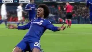 Willian 21 Chelsea  Dinamo Kiev 041115 UEFA Champions League [upl. by Aratal295]