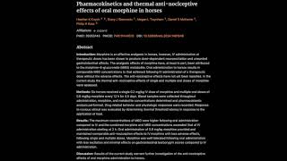 Pharmacokinetics and thermal antinociceptive effects of oral morphine in horses [upl. by Enram481]