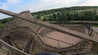 Troy wood roller coaster at Toverland POV video of a Great Coasters International thrill ride [upl. by Kirkwood951]