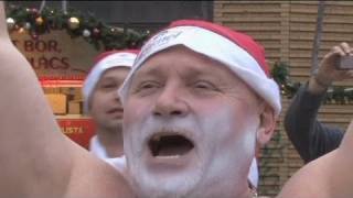 Scantilyclad Santas run for kids in Budapest [upl. by Ahseal311]