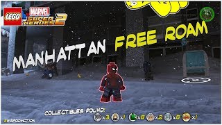 Lego Marvel Superheroes 2 Manhattan FREE ROAM All Collectibles  HTG [upl. by Schnabel]