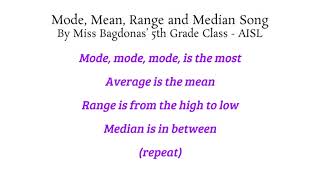 Mode Mean Range and Median Song [upl. by Enilra]