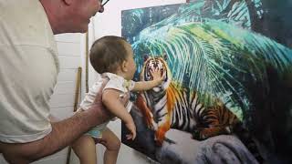 Painting a Tiger with Baby Emilie [upl. by Tedd]