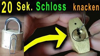 Schloss öffnen mit Büroklammer  Anleitung  Lockpicking [upl. by Ynot]