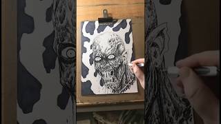 Timelapse Ink Drawing Sketch Of Barlow Vampire Salems Lot [upl. by Ahsinehs545]