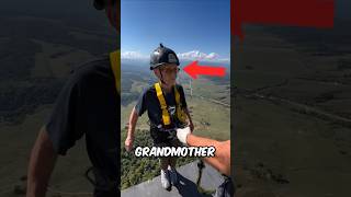 Grandmother Bungee Jumping 550ft Cliff Almost Goes Wrong Credit ropeexpeditionteamIG shorts [upl. by Peterman]