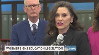 Whitmer signs education bills to add 125 million to school budget [upl. by Klute222]