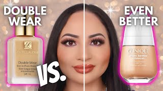 ESTEE LAUDER DOUBLE WEAR VS CLINIQUE EVEN BETTER CLINICAL SERUM FOUNDATION  Review amp Wear Test [upl. by Emelin]