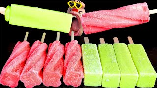 ASMR MUKBANG Strawberry amp Melon Ice Cream Popsicle EATING SHOW 4K [upl. by Oralee]