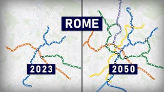 Evolution of the Rome Metro 19552050 geographic map [upl. by Annamaria521]