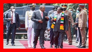 Zimbabwe President Emmerson Mnangagwa motorcade departs from State House in Nairobi [upl. by Hsital932]