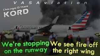 REAL ATC American B763 RTO  CAUGHT FIRE at Chicago OHare  3D [upl. by Sapphira849]