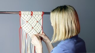 DIY Macramé Diamond Mesh Pattern for Wall Hanging  Home Decor [upl. by Flosser]