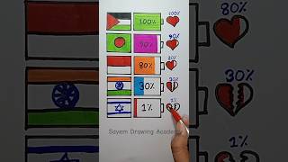 🇵🇸🇧🇩🇮🇩🇮🇳🇮🇱heart ❤️ drawing palestine trending israel satisfying shorts [upl. by Nelg]