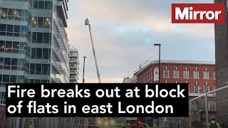 Fire breaks out at block of flats in east London [upl. by Berhley314]