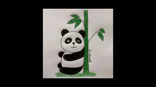 Black panda 🐼 pencil artsbiology [upl. by Refiffej]