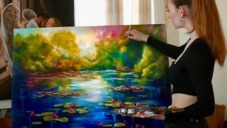 Painting a Monet inspired landscape scene [upl. by Maloy]