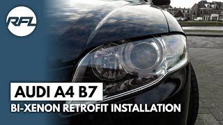 Audi A4 B7  BiXenon HID DIY Headlight Upgrade installation [upl. by Cedell]