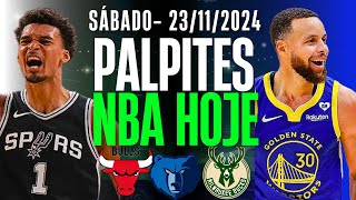 PALPITES NBA PARA HOJE 23 11 24 SÁBADO  BILHETE PRONTO [upl. by Rubi]