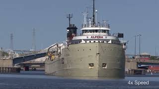 Alpena in Green Bay  FireFog horn and Steam Horn Exchange [upl. by Navetse]