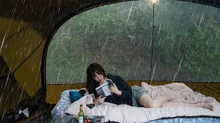 Relaxing Solo Camping in Heavy rain Sleep in Cozy Shelter Rain ASMR [upl. by Fiedling591]