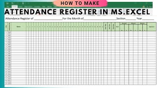 How to make attendance register for Students in Microsoft Excel  Students attendance register [upl. by Purity]