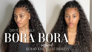 013 HOW TO DIY BORA BORA BOHO KNOTLESS BRAIDS  REALLY BIG FULL HAIR FT YWIGS [upl. by Pace]