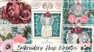 Doily and Lace Embroidery Hoop Wreaths • Fabric Flower Tutorials • Shabby Chic and Boho Style [upl. by Sande]