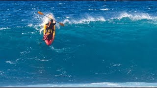 WIPING OUT AT PIPELINE ON A KAYAK [upl. by Malchy]