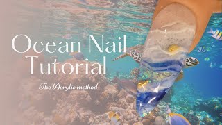 Ocean Nails Tutorial Acrylic DIY Beginner Friendly [upl. by Selry664]