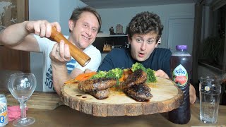 Steak Ft My Dad MUKBANG new years Eve Steak With sautéed carrots  Cooking  Mukbang [upl. by Daphie596]