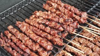 How to make Sach Ko Jakak Cambodian Beef Sticks Kabobs ដំបងសាច់គោនៅកម្ពុជា [upl. by Rivera]