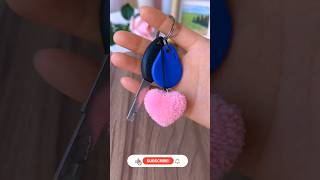 Diy wool pom pomheart pom pompom making wool craft pompom Keychain diytrending [upl. by Macnair]