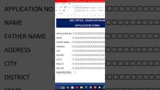 Create Application Form in Ms word msword applicationform computer [upl. by Emmy549]