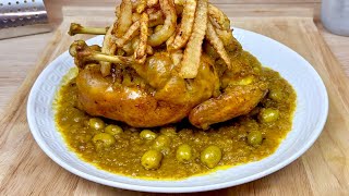 RECETTE RAMADAN 2024 🌙 LE POULET AUX OLIVES À LA MAROCAINE AVEC SA DARMIRA ET FRITES MAISON 🇲🇦 [upl. by Arait]