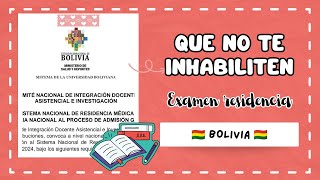 Todo sobre la CONVOCATORIA al examen de RESIDENCIA MEDICA BOLIVIA 🇧🇴  detalles tips y preguntas [upl. by Trinia108]