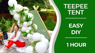 How to Build a Teepee Tent  Easy DIY Under 1 Hour  Kids Party Idea [upl. by Shaffert]