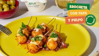 🍢 Brocheta de Papa y Pulpo con Alioli Extra Suave [upl. by Norrek469]