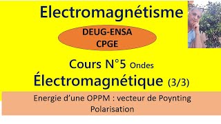 Cours N° 11 Onde électromagnétique  Energie et état de polarisation [upl. by Cirdek46]