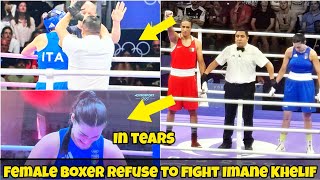 Boxer Angela Carini WALKS OUT in Tears in 46 seconds REFUSE to Fight against Trans Imane Khelif [upl. by Assili860]