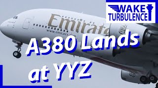 Toronto Pearson YYZ Planespotting  Emirates A380 Landing 20230122 [upl. by Matelda]