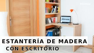 Rincón de estudio  Cómo hacer una estantería de madera con escritorio  Bricomania [upl. by Gierk]