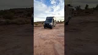 Lifted Winnebago Ekko RV going down sandy rocky ledge trail in Moab Utah [upl. by Nagap]