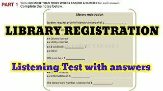 LIBRARY REGISTRATION IELTS LISTENINGTEST  LATEST IELTS LISTENING TEST [upl. by Dasie]