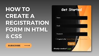 Registration Form using HTML amp CSS  Without Bootstrap pure HTML amp CSS  webcomponent [upl. by Snyder551]