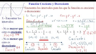 6 Aplicación de Derivada Función Creciente y Decreciente Se obtienen los intervalos de la función [upl. by Alaik987]