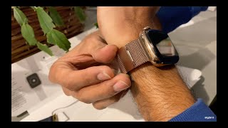 Trying the Official Gold MILANESE Stainless Steel Loop w my Gold Apple Watch Series 5 40mm [upl. by Krishna]