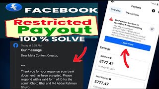 How to Fix Facebook Payout Account is Restricted from Monetizing 2024  Payout Account was Disabled [upl. by Yklam]